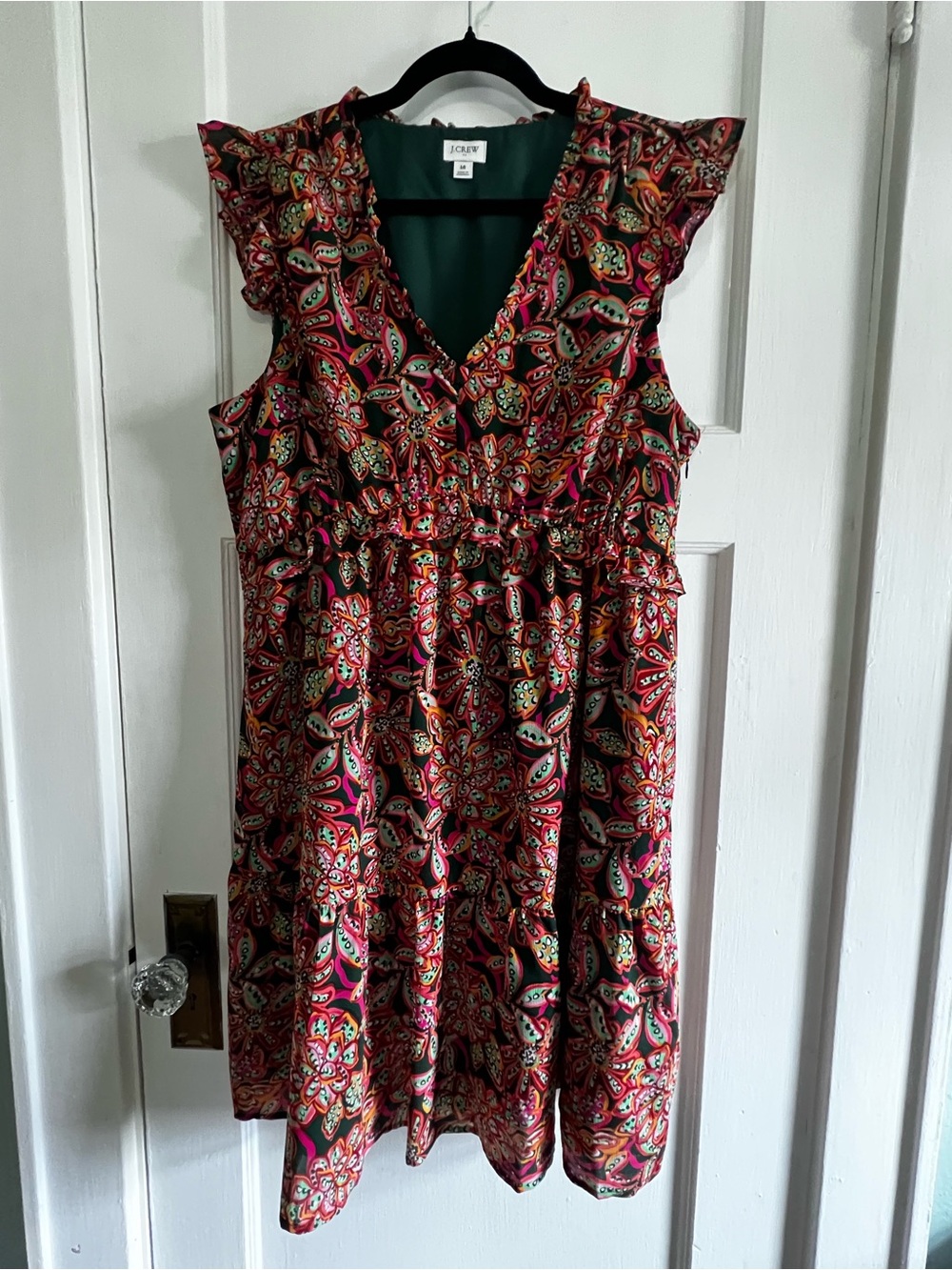 J. Crew Multicolor Paisley V-Neck Dress - Pink & Green Accents